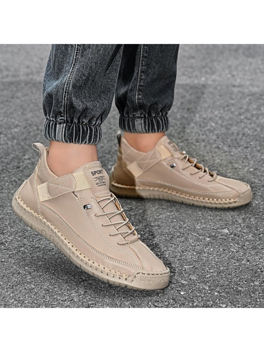 Women's Khaki Breathable Loafers Mid top Walking Flats Ankle Chukka Boots - Picture 7 of 7